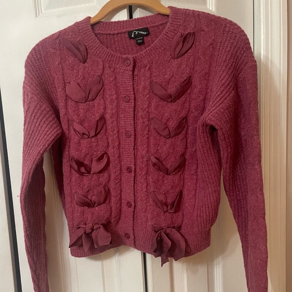 NWT Art Class Girls Cardigan Sweater In The Color Berry Purple Size XL 14/16